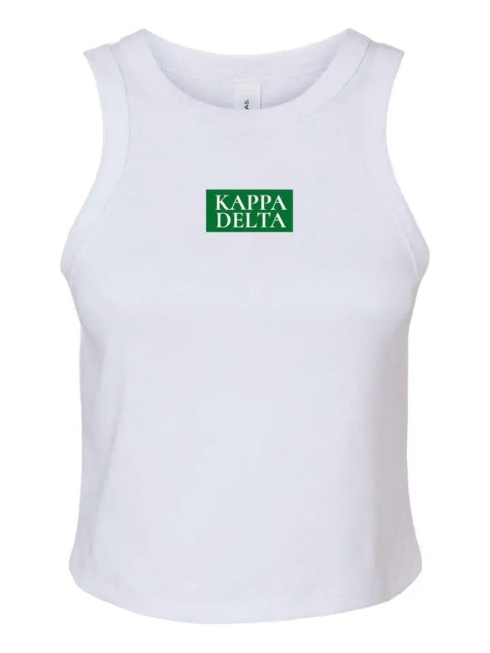 White Cotton Tank Top with Green Logo